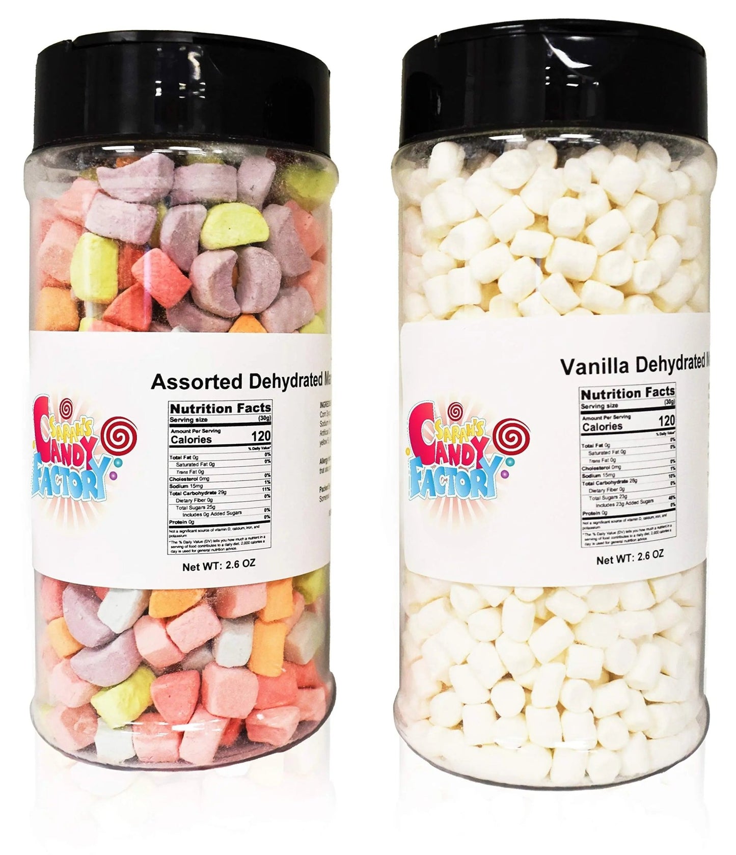Sarah's Candy Factory Variety Dehydrated Marshmallow Bits, Vanilla Marshmallows in Jar, Assorted Marshmallows in Jar (Vanilla - Assorted) - Fresh Hearth