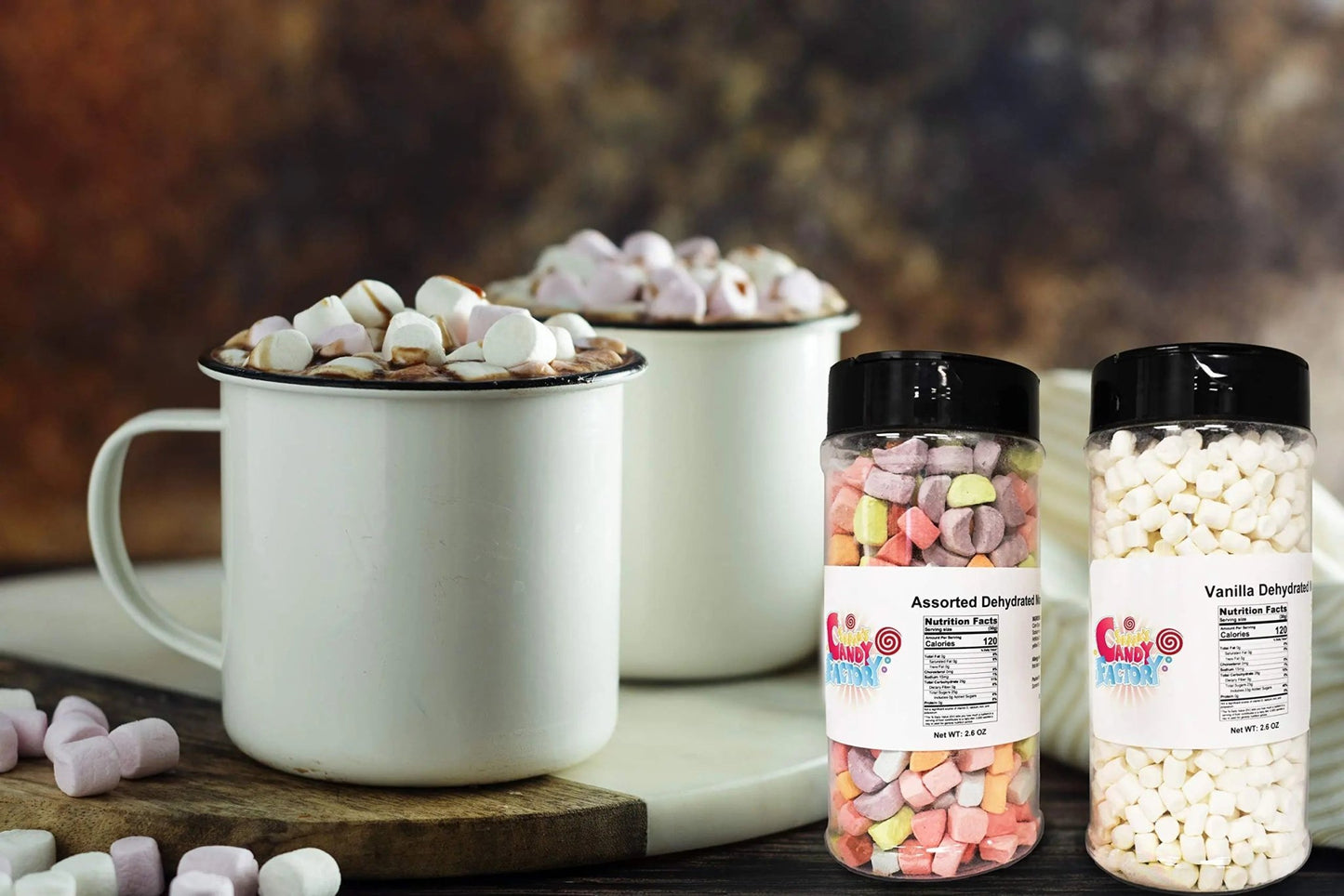 Sarah's Candy Factory Variety Dehydrated Marshmallow Bits, Vanilla Marshmallows in Jar, Assorted Marshmallows in Jar (Vanilla - Assorted) - Fresh Hearth