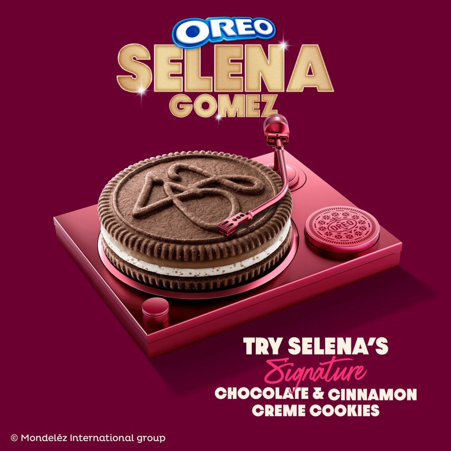 Selena Gomez OREO Cookies, Chocolate and Cinnamon Creme, Limited Edition, 2 bags - 20 Snack Packs (2 Cookies Per Pack) - Fresh Hearth