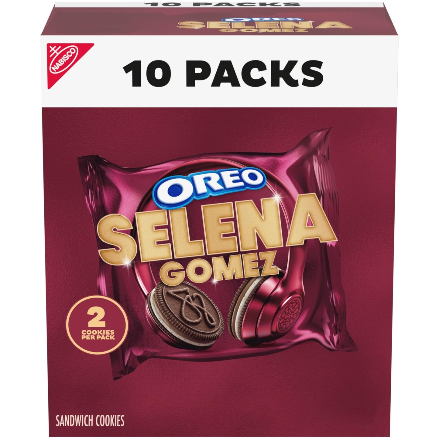 Selena Gomez OREO Cookies, Chocolate and Cinnamon Creme, Limited Edition, 2 bags - 20 Snack Packs (2 Cookies Per Pack) - Fresh Hearth