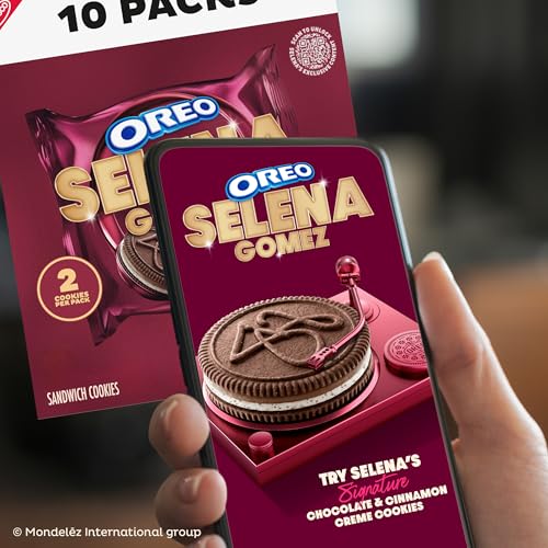 Selena Gomez OREO Cookies, Chocolate and Cinnamon Creme, Limited Edition, 2 bags - 20 Snack Packs (2 Cookies Per Pack) - Fresh Hearth