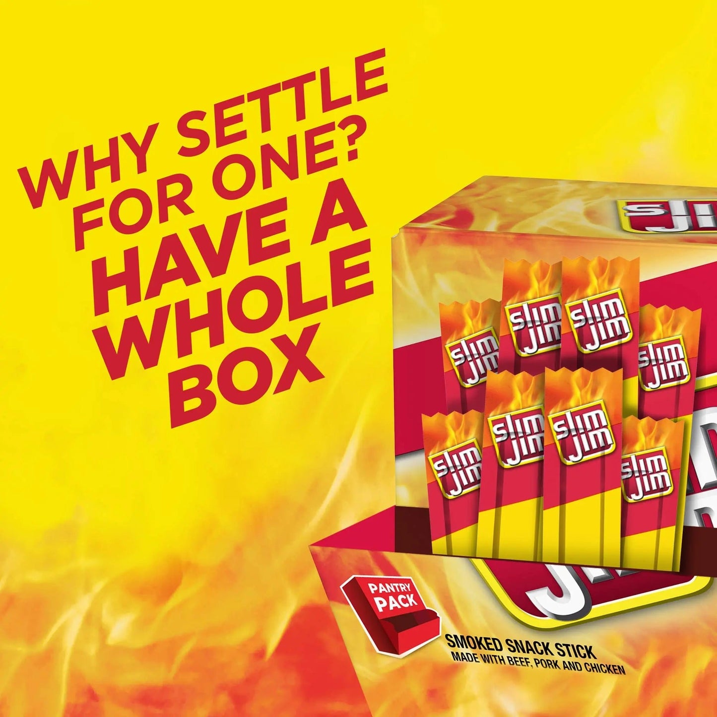 Slim Jim Smoked Meat Sticks, Original Flavor, 6g Protein Per Serving, Snack Size, 0.28 oz. (46 Count) - Fresh Hearth