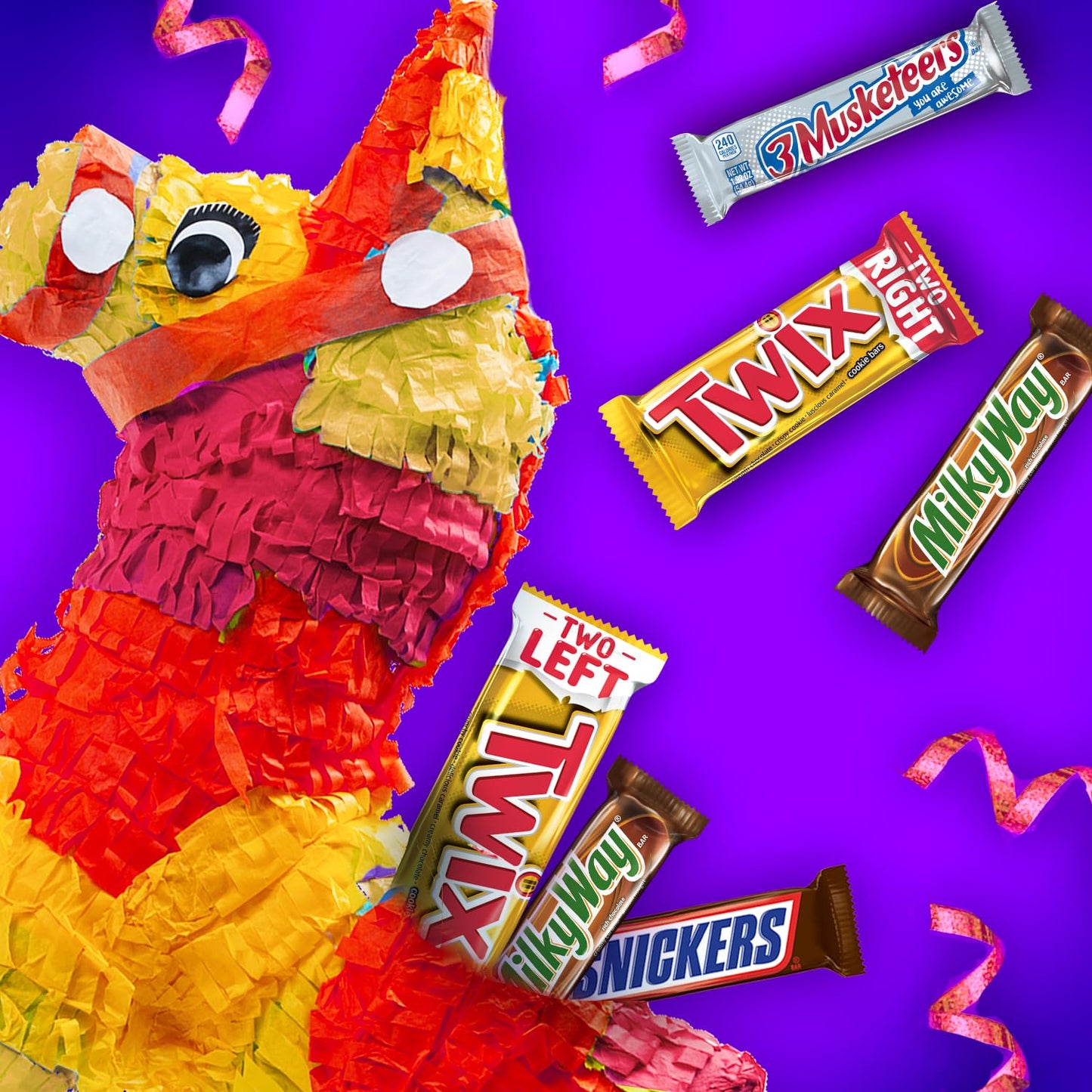 SNICKERS, TWIX, MILKY WAY & 3 MUSKETEERS Individually Wrapped Variety Pack Full Size Milk Chocolate Halloween Candy Bars Assortment, 33.31 oz, 18 Bars Bulk Candy Box - Fresh Hearth