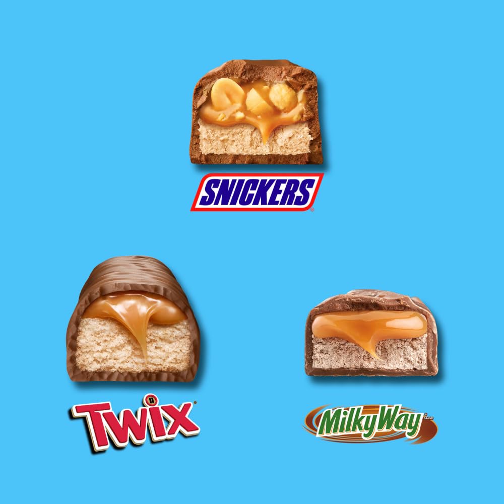 SNICKERS, TWIX, & MILKY WAY Minis Chocolate Candy Bars Variety Pack, 150 Ct Bulk Bag - Fresh Hearth