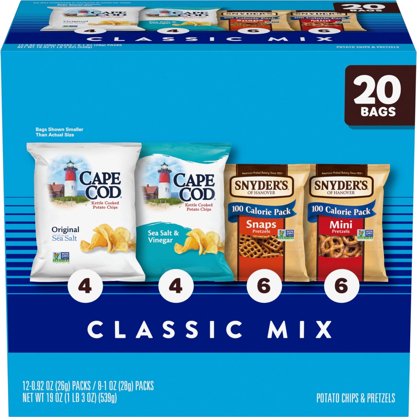 Snyder's of Hanover and Cape Cod Classic Mix Variety Pack, 20 Count Snack Bags - Fresh Hearth