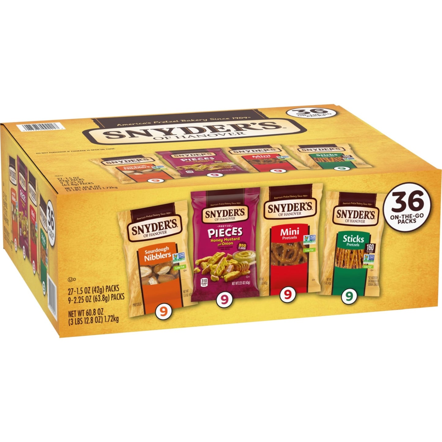 Snyder's of Hanover Variety Pack Pretzels, 36 Count Variety Pack (Pack of 36) - Fresh Hearth