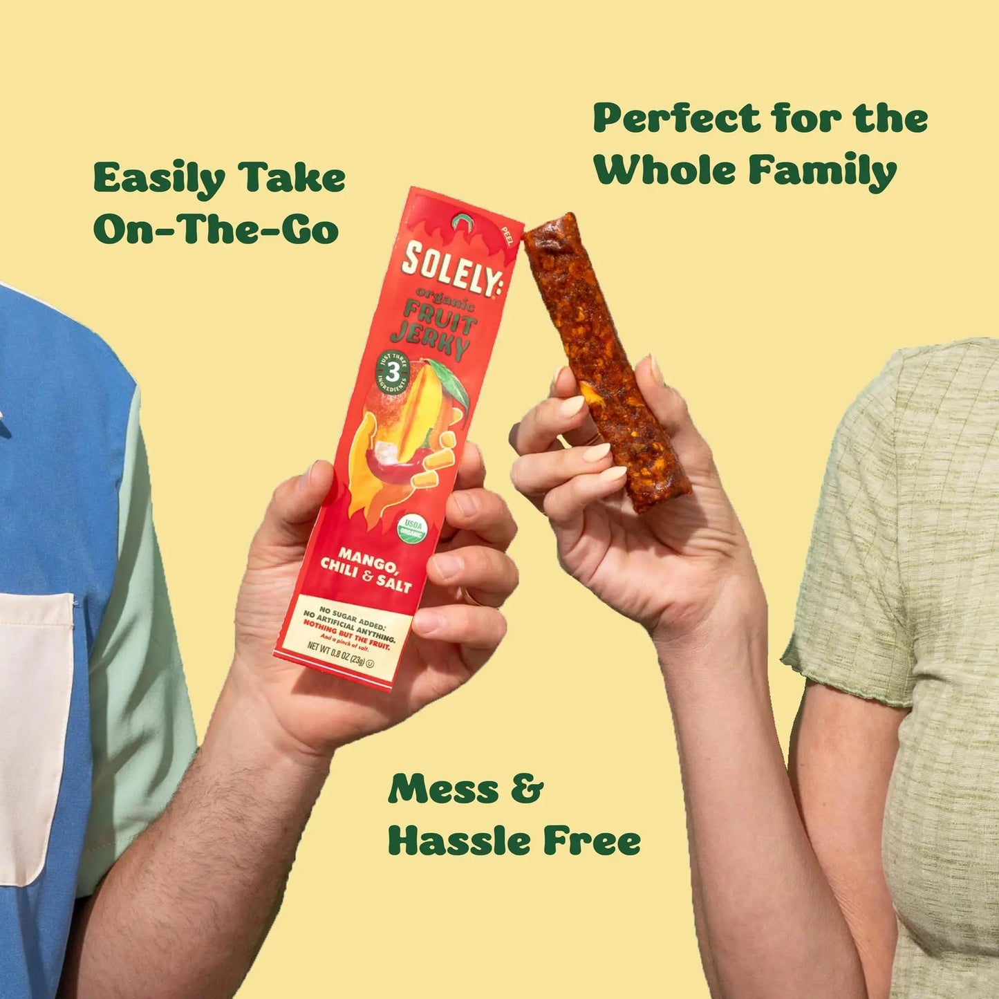 Solely - Organic Mango Fruit Jerky - 12 Individually Wrapped Fruit Strips - Fruit Leather Made from Dried Fruits - Healthy Snacks, Vegan - 0.8oz (23g) - Fresh Hearth