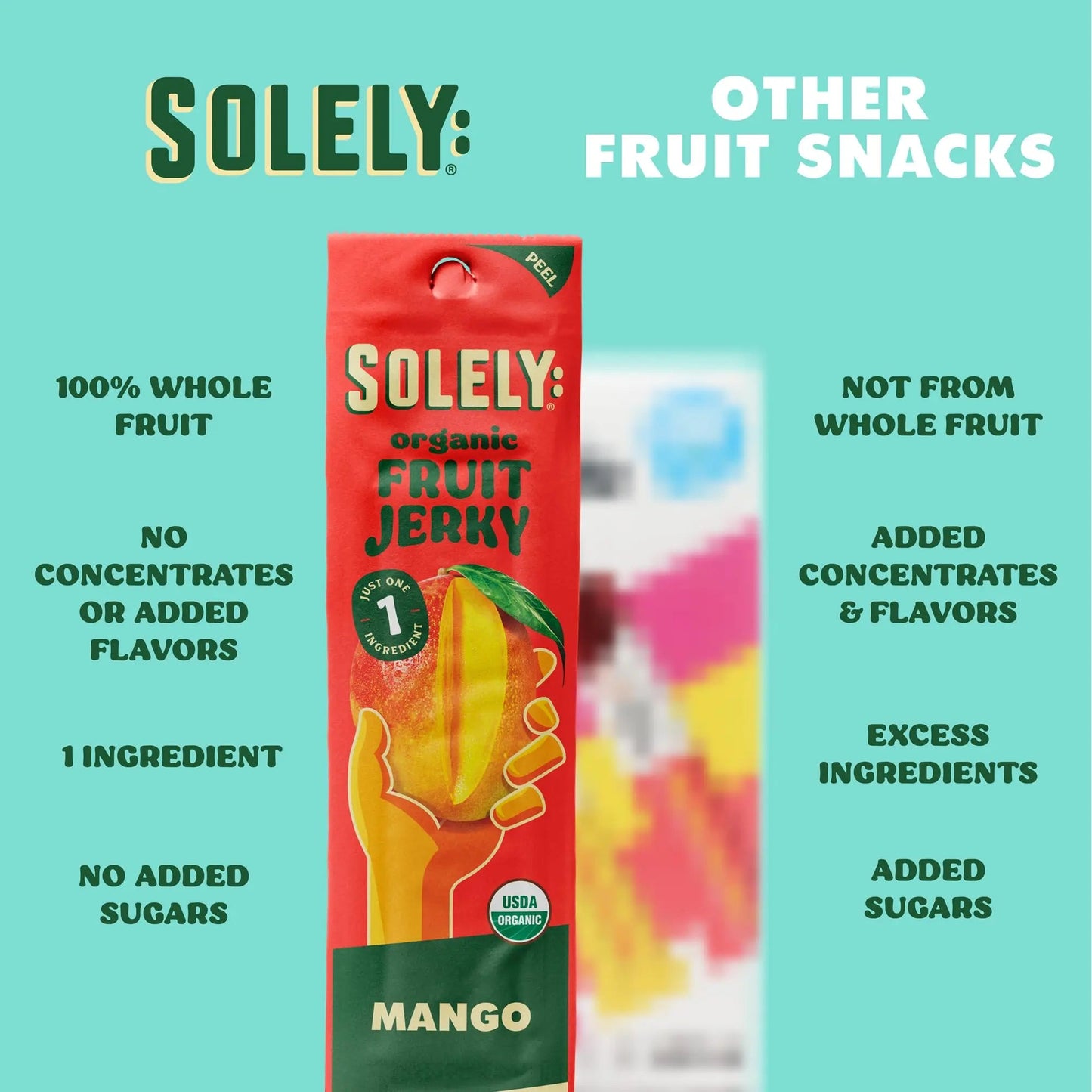 Solely - Organic Mango Fruit Jerky - 12 Individually Wrapped Fruit Strips - Fruit Leather Made from Dried Fruits - Healthy Snacks, Vegan - 0.8oz (23g) - Fresh Hearth