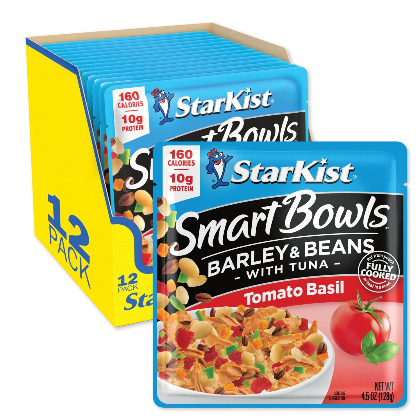 StarKist Smart Bowls Tomato Basil, 4.5 oz Pouch (Pack of 12) - Features Barley & Beans with Wild Caught Light Tuna - Fresh Hearth