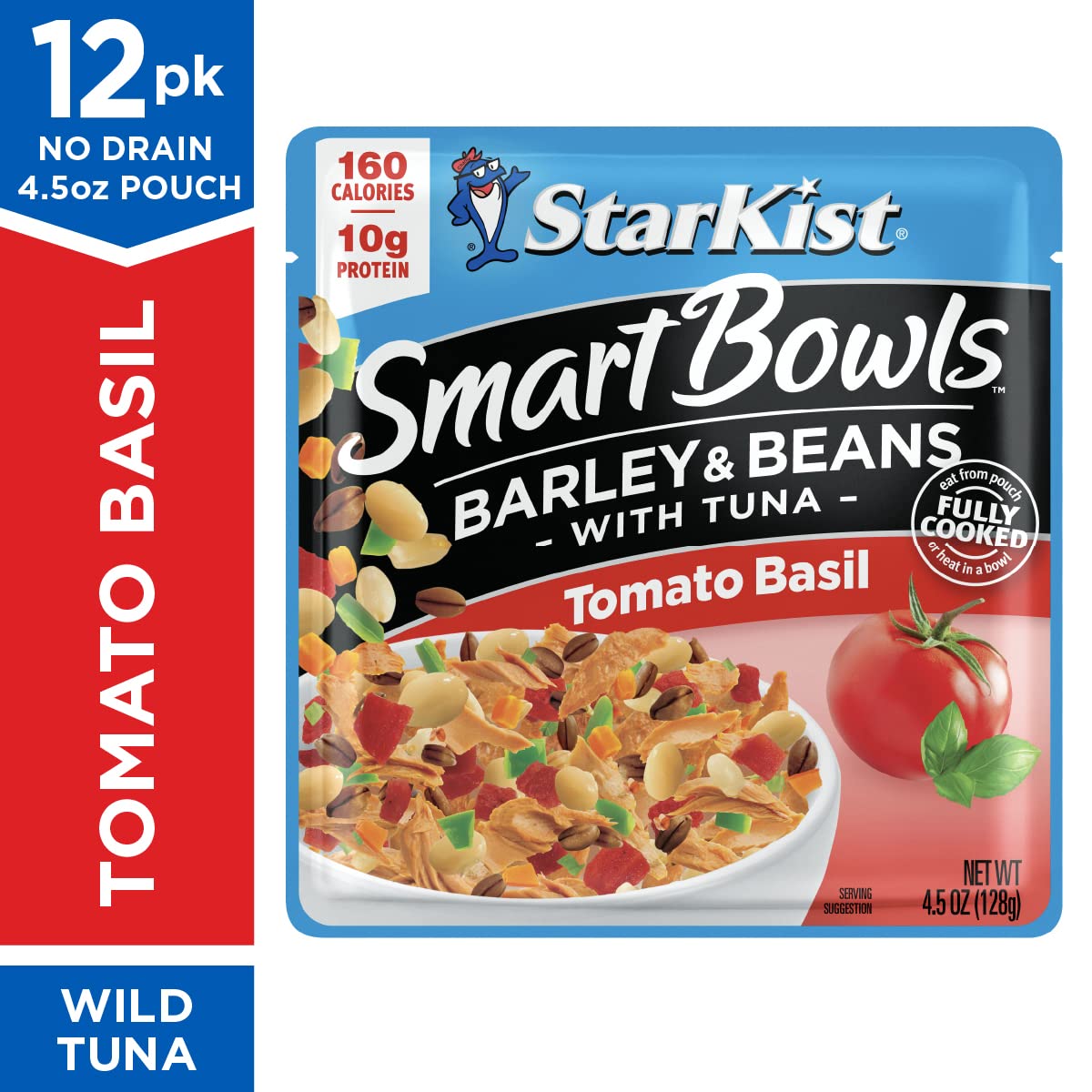 StarKist Smart Bowls Tomato Basil, 4.5 oz Pouch (Pack of 12) - Features Barley & Beans with Wild Caught Light Tuna - Fresh Hearth