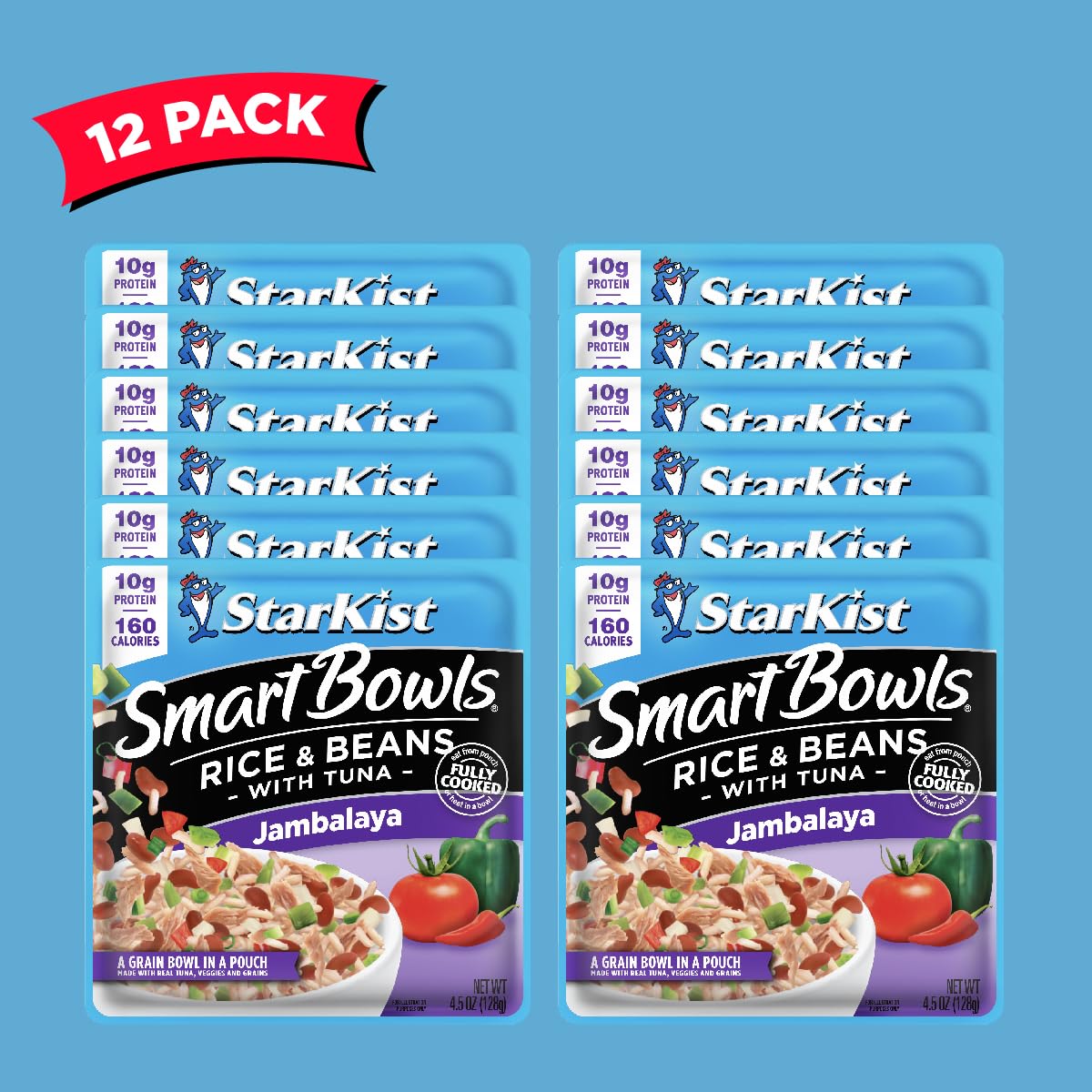 StarKist Smart Bowls Tuna, Rice and Beans, Jambalaya, 4.5 oz Pouch, Pack of 12 - Fresh Hearth