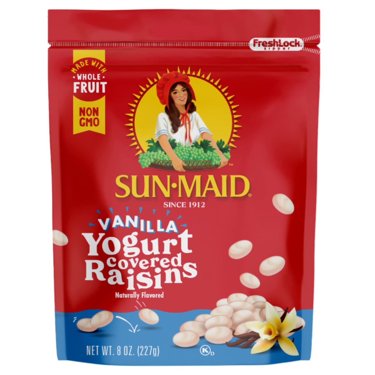 Sun - Maid Vanilla Yogurt Coated Raisins - (12 Pack) 8 oz Resealable Bag - Yogurt Covered Dried Fruit Snack for Lunches and Snacks - Fresh Hearth