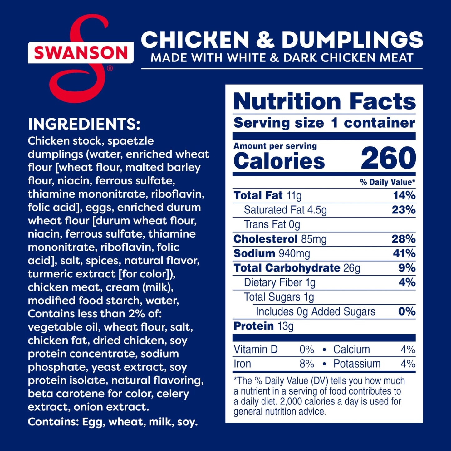 Swanson Canned Chicken and Dumplings With White and Dark Chicken Meat, 10.5 OZ Can (Case of 12) - Fresh Hearth