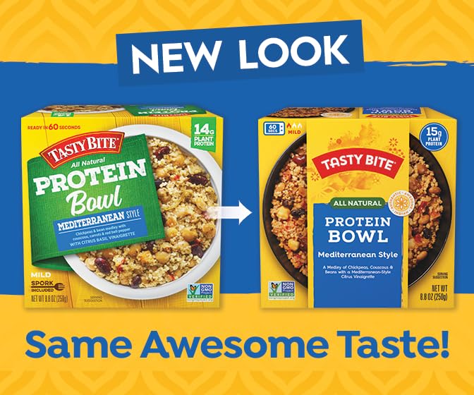 TASTY BITE Mediterranean Protein Bowl, 8.8 Ounce, Pack of 6, Ready to Eat, Microwaveable, Vegan, 14 Grams Plant Protein - Fresh Hearth
