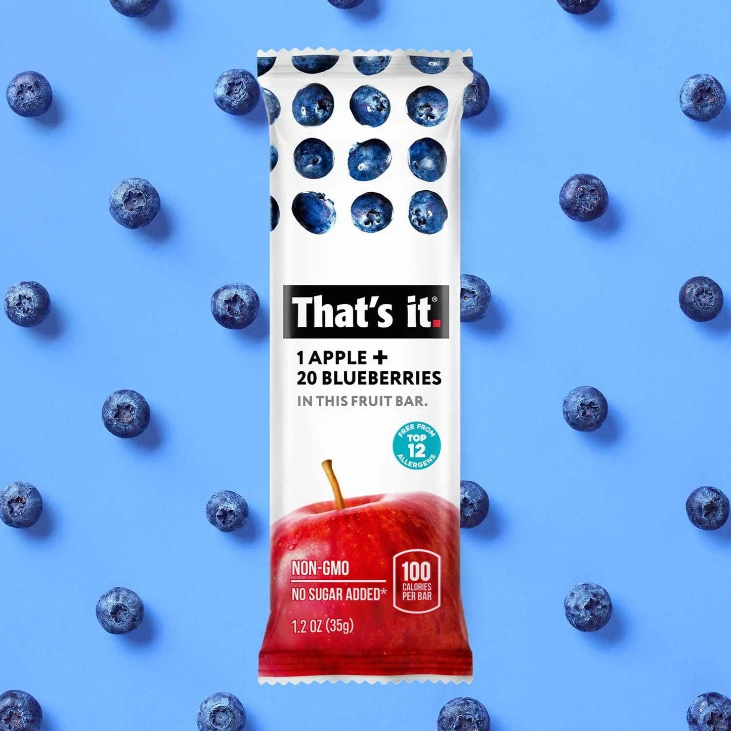 That's it. Apple + Blueberry 100% Natural Real Fruit Bar, Best High Fiber Vegan, Gluten Free Healthy Snack, Paleo for Children & Adults, Non GMO No Sugar Added, No Preservatives Energy Food (12 Pack) Apple Blueberry fruit bar - Fresh Hearth