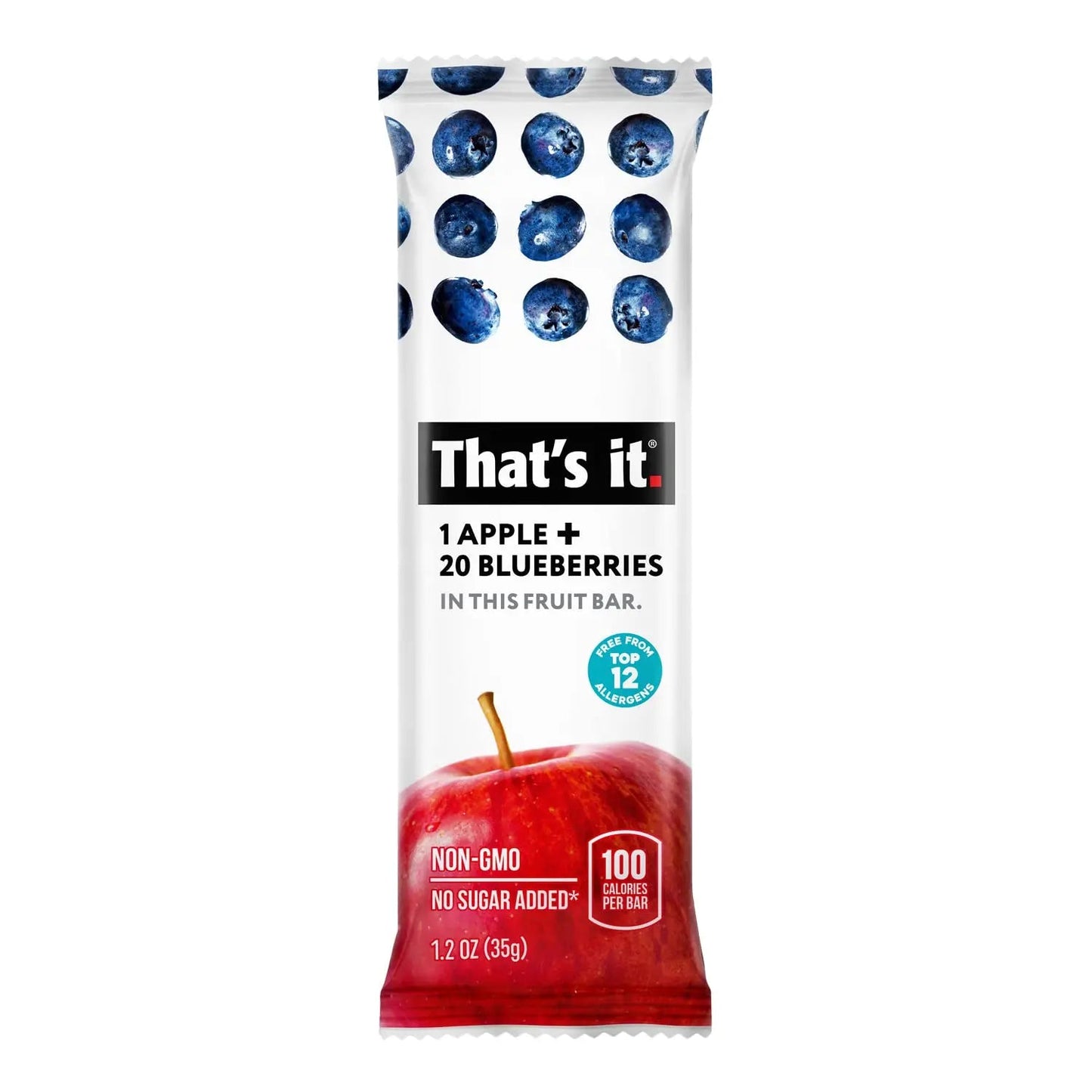 That's it. Apple + Blueberry 100% Natural Real Fruit Bar, Best High Fiber Vegan, Gluten Free Healthy Snack, Paleo for Children & Adults, Non GMO No Sugar Added, No Preservatives Energy Food (12 Pack) Apple Blueberry fruit bar - Fresh Hearth