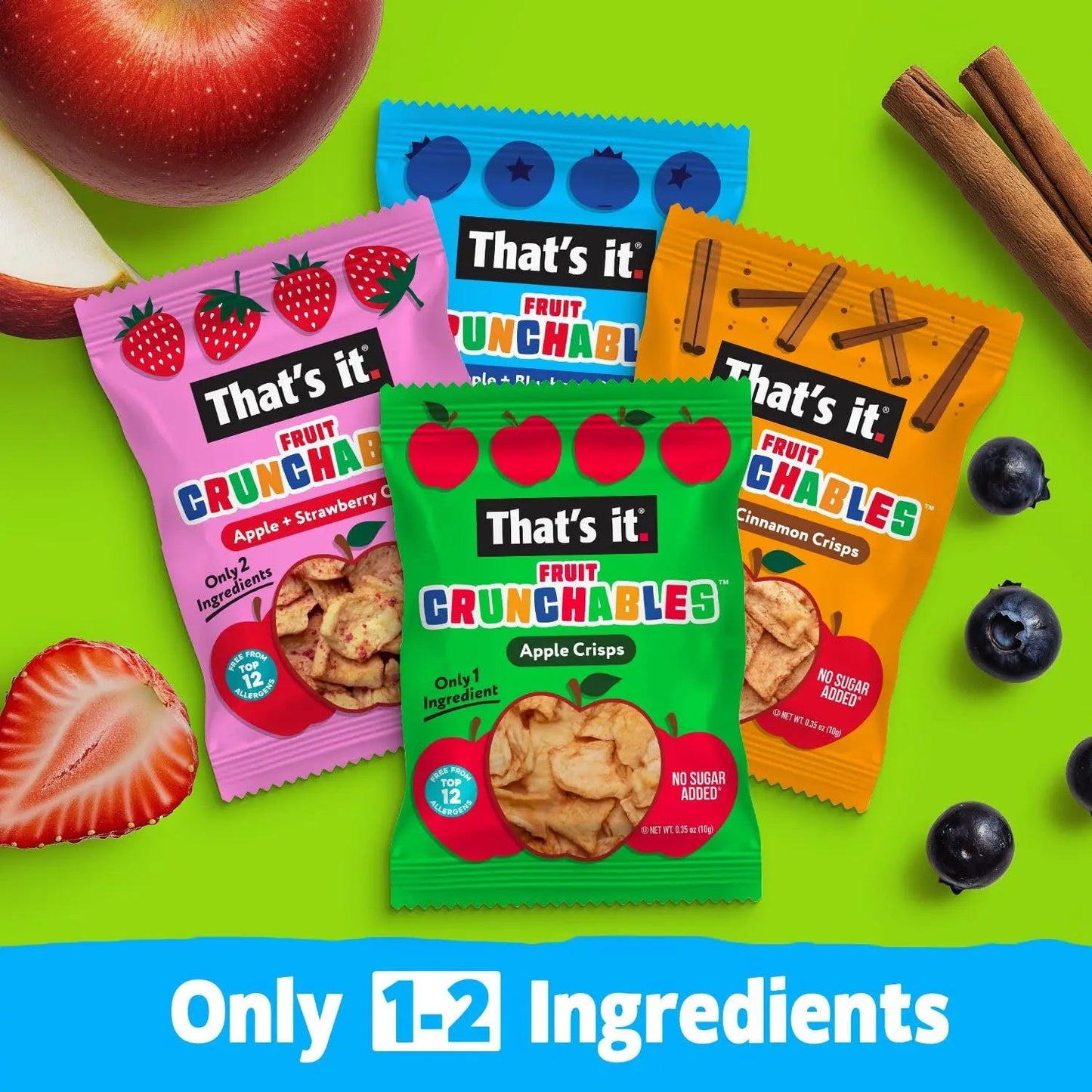 That's it. Fruit Crunchables Variety Pack, Fruit Snacks for Kids, 100% Fruit Crisps, Plant - Based, Non - GMO, Gluten - Free, No Sugar Added (16 Pack) - Fresh Hearth