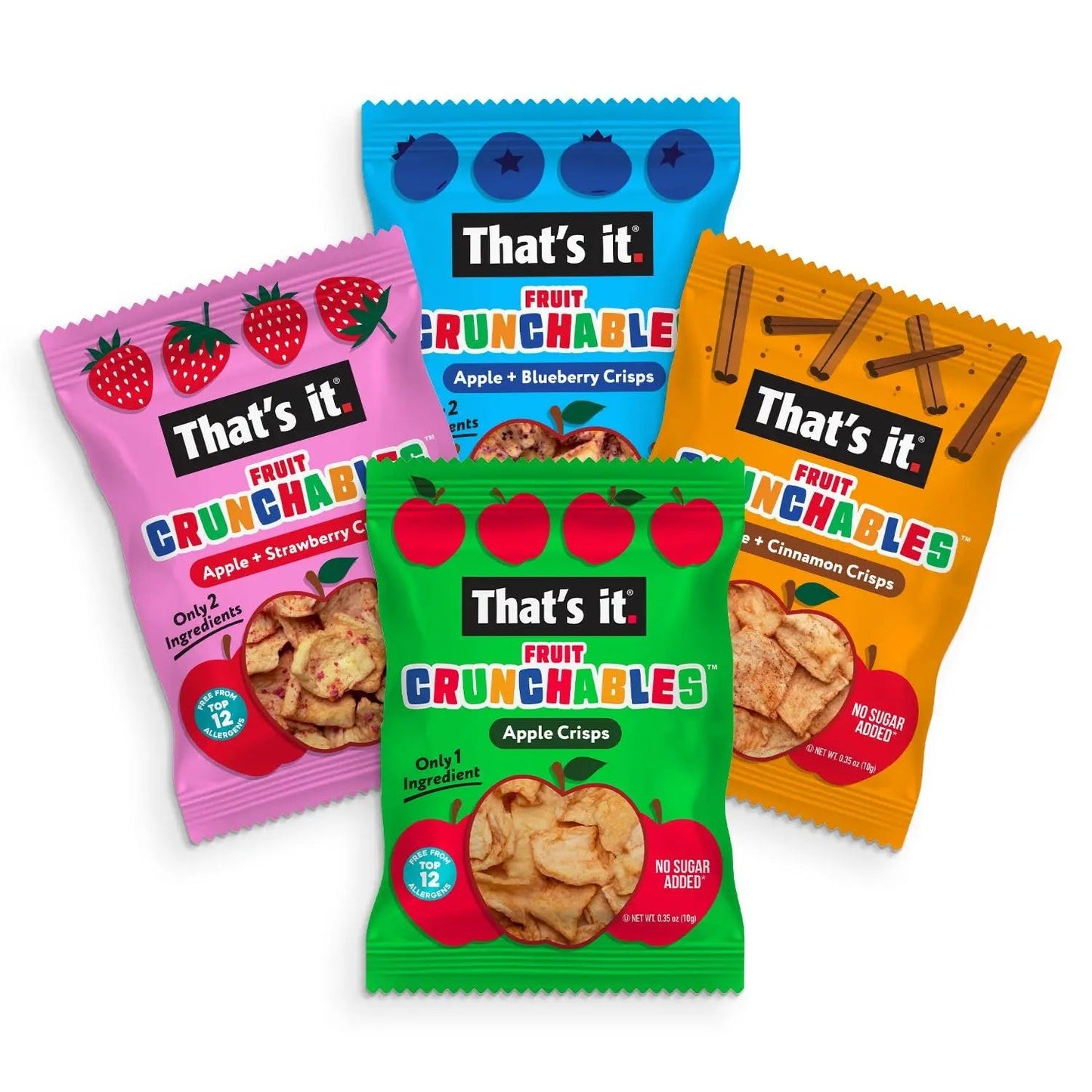 That's it. Fruit Crunchables Variety Pack, Fruit Snacks for Kids, 100% Fruit Crisps, Plant - Based, Non - GMO, Gluten - Free, No Sugar Added (16 Pack) - Fresh Hearth