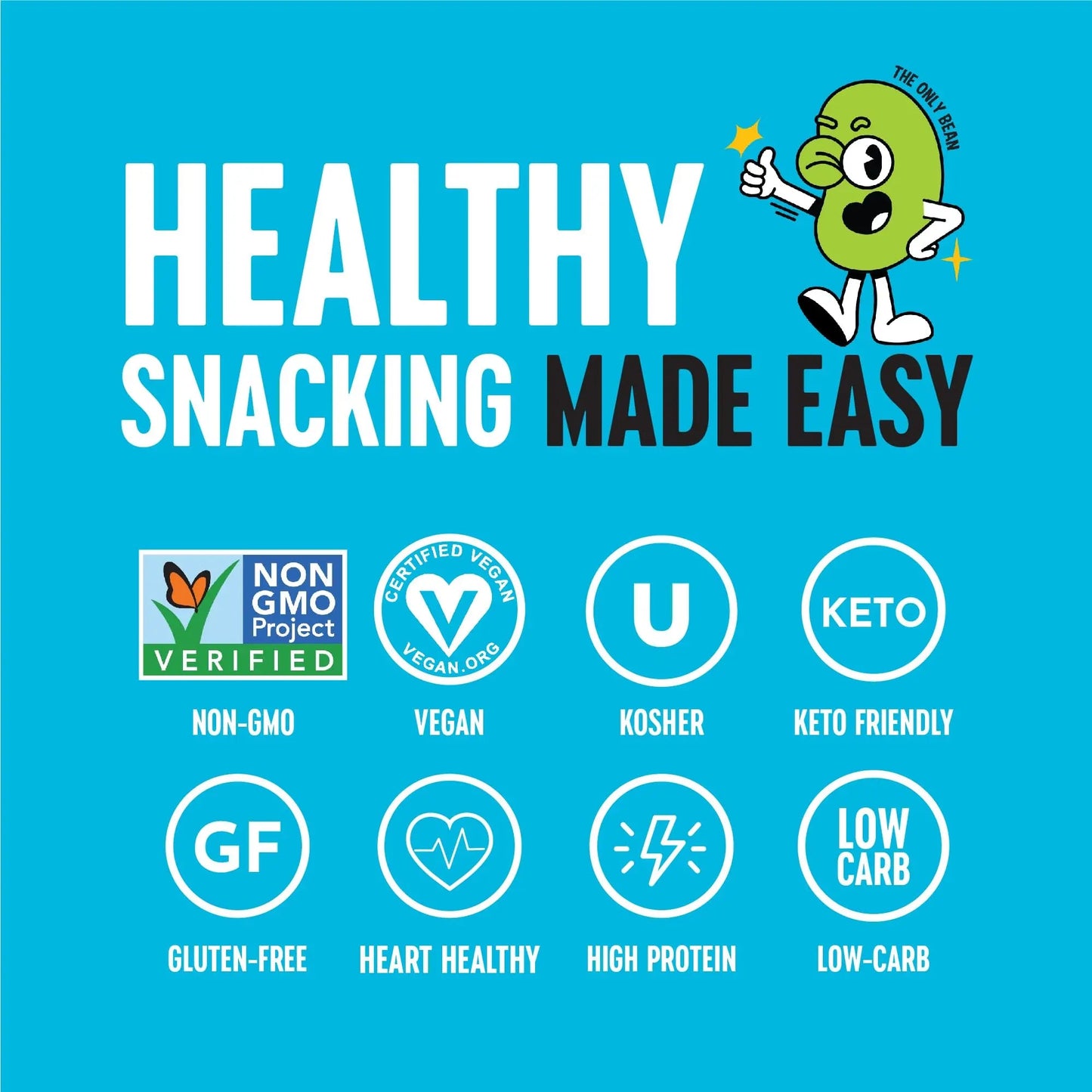 The Only Bean Crunchy Roasted Edamame Bean Snacks (5 Flavors), Healthy Snacks for Kids and Adults, High Protein Snacks, Low Carb Snack, Keto - Friendly, Gluten - Free, Vegan, 4 Ounce (Pack of 5) - Fresh Hearth