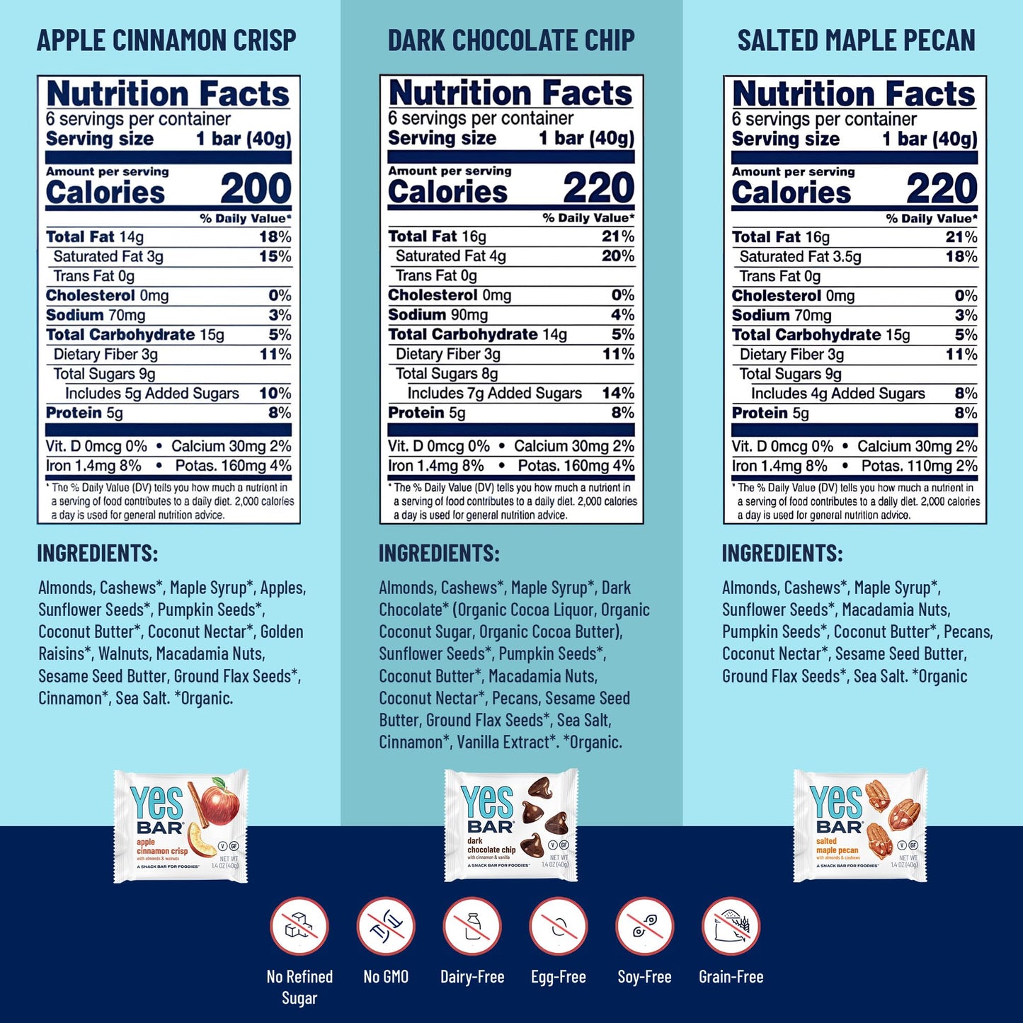 The YES Bar – Six Flavor Variety Pack – Plant Based Protein, Decadent Snack Bar – Vegan, Paleo, Gluten Free, Dairy Free, Low Sugar, Healthy Snack, Breakfast, Low Carb, Keto Friendly (Pack of 6) - Fresh Hearth