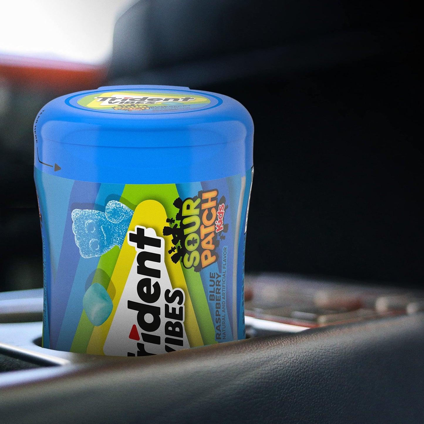 Trident Vibes SOUR PATCH KIDS Blue Raspberry Sugar - Free Chewing Gum, 4 Bottles of 40 Pieces (160 Total Pieces) - Fresh Hearth