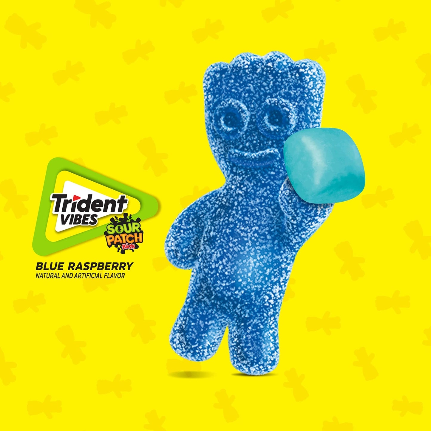Trident Vibes SOUR PATCH KIDS Blue Raspberry Sugar - Free Chewing Gum, 4 Bottles of 40 Pieces (160 Total Pieces) - Fresh Hearth