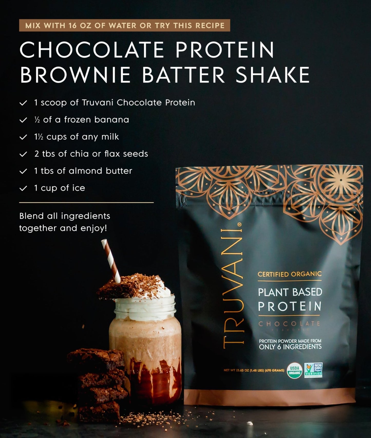 Truvani Vegan Pea Protein Powder | Chocolate | 20g Organic Plant Based Protein | 18 Servings | Keto | Gluten & Dairy Free | Low Carb | No Added Sugar - Fresh Hearth