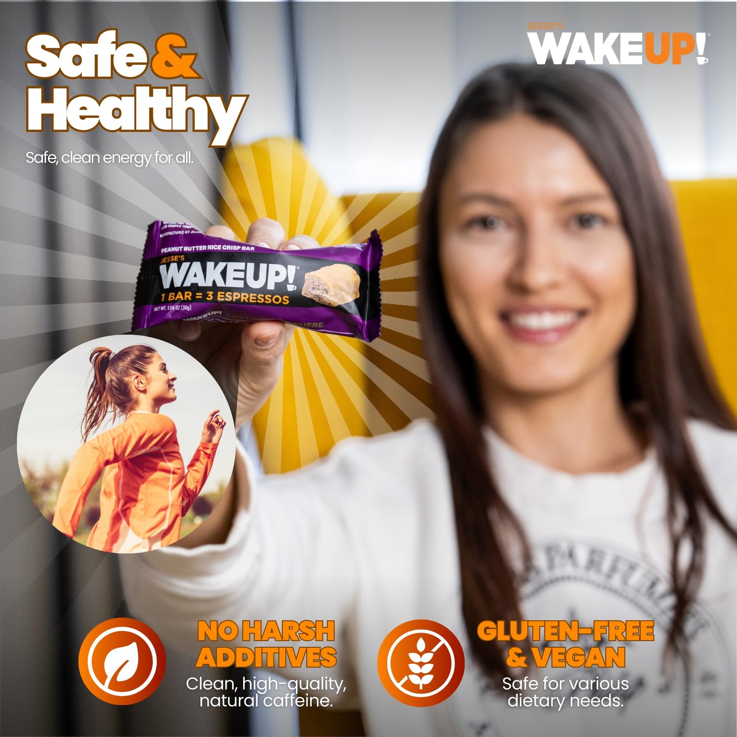 WAKE UP! Caffeinated Protein Bars – VARIETY PACK - 6 Flavors (Chocolate, Caramel, Mint Chocolate, Vanilla Creme, Cinnamon Crunch, Peanut Butter) – Proprietary Blend with 350mg Caffeine (1 Bar = 3 Espressos) – Gluten - Free, Vegetarian, Kosher – Boosts Focus - Fresh Hearth