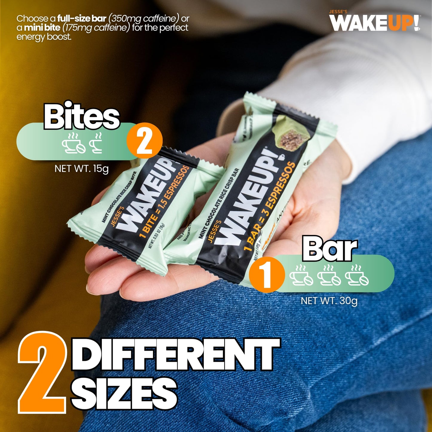 WAKE UP! Mint Chocolate Caffeinated Protein Bars – Proprietary Blend with 350mg Natural Caffeine (1 Bar = 3 Espressos) – Gluten - Free, Vegetarian, Kosher – Energy Snack for Focus & Clarity – 6 Pack - Fresh Hearth