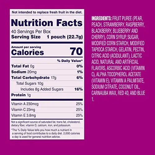 Welch's Fruit Snacks, Berries 'N Cherries, Individual Single Serve Bags, 0.8 oz (Pack of 40) - Fresh Hearth