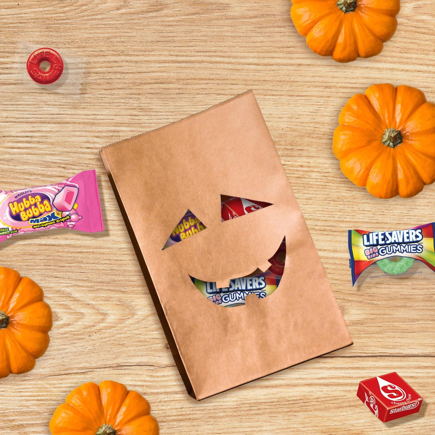 Wrigley's STARBURST, LIFE SAVERS, HUBBA BUBBA & LIFE SAVERS Gummies Halloween Candy Assortment, 95 Ct Bulk Bag - Fresh Hearth