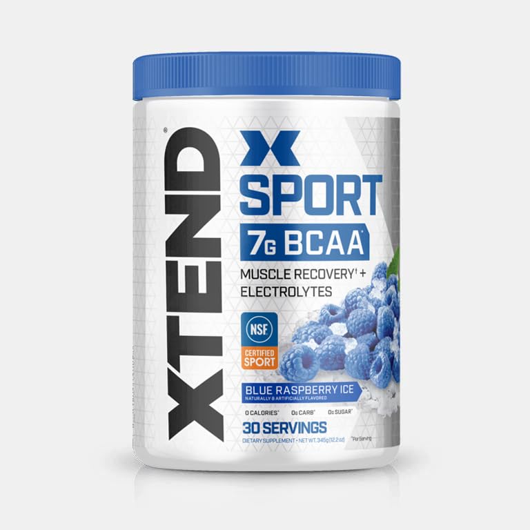 XTEND Sport BCAA Powder Blue Raspberry Ice - Electrolyte Powder for Recovery & Hydration with Amino Acids - 30 Servings - Fresh Hearth