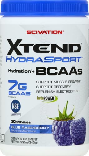 XTEND Sport BCAA Powder Blue Raspberry Ice - Electrolyte Powder for Recovery & Hydration with Amino Acids - 30 Servings - Fresh Hearth