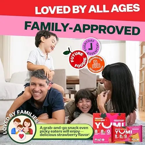 YUMI Organic Breakfast Superbar, Gluten - Free, No Added Sugar, 7+ Vegetables, Soft - Baked Crust, Healthy Snack Bars for Kids, School Safe, Healthy Alternative to Granola Bars or Cereal Bars, Strawberry (30ct) - Fresh Hearth