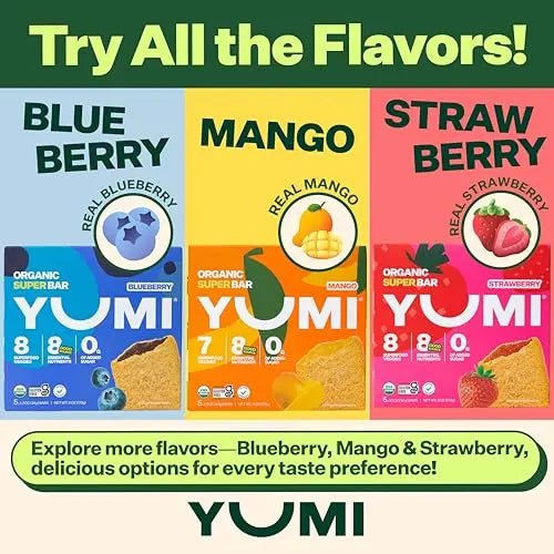YUMI Organic Breakfast Superbar, Gluten - Free, No Added Sugar, 7+ Vegetables, Soft - Baked Crust, Healthy Snack Bars for Kids, School Safe, Healthy Alternative to Granola Bars or Cereal Bars, Strawberry (30ct) - Fresh Hearth