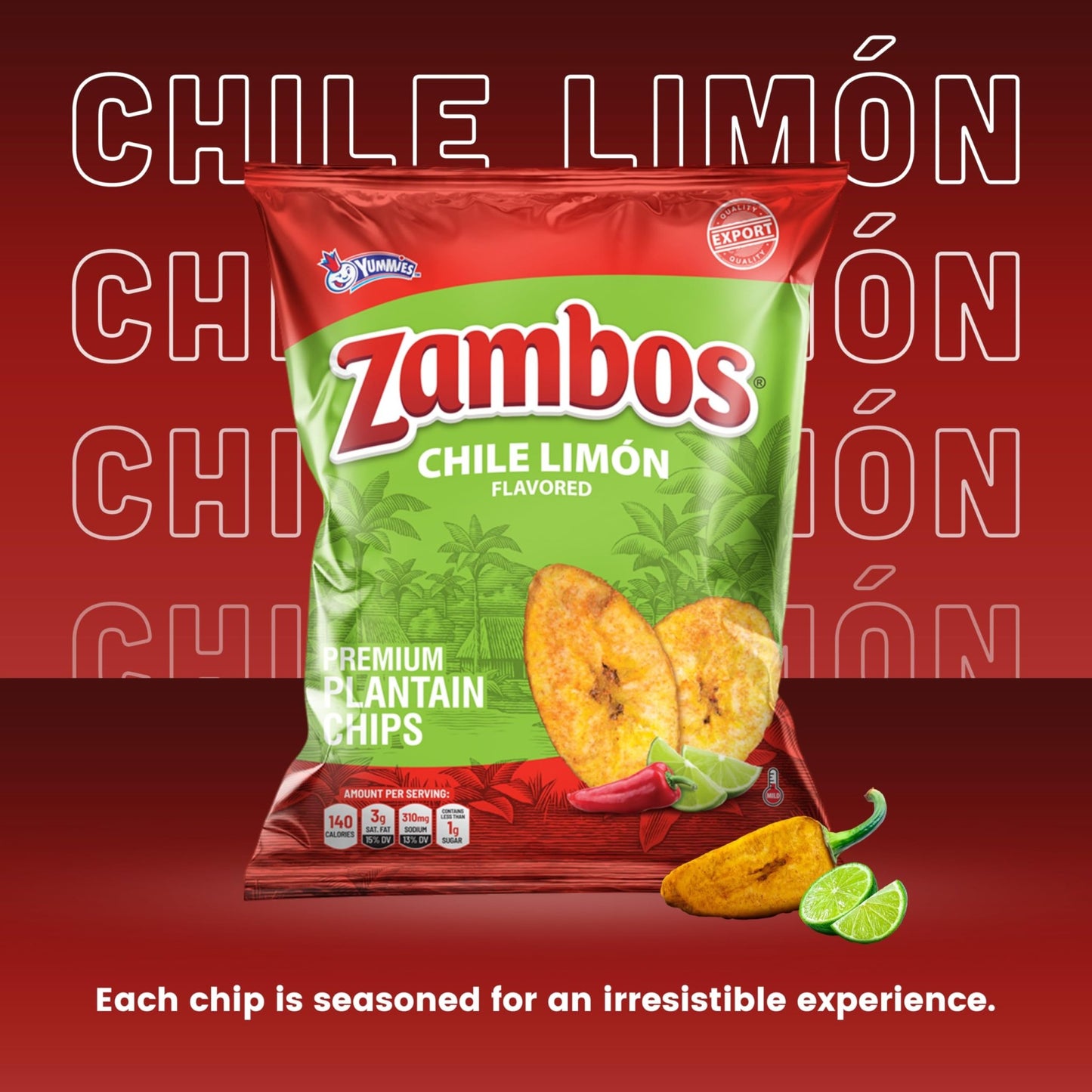 Zambos Plantain Chips Chile Limon Multipack, 1 oz Bags (Pack of 18) - Fresh Hearth