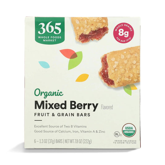 365 by Whole Foods Market, Organic cereal bar, Mixed Berry Cereal Bar 6 Count, 7.8 OZ - Fresh Hearth
