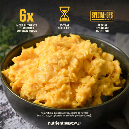70 Egg Equivalent Nutrient Survival Vitamin Powdered Eggs Blend, Freeze Dried Prepper Supplies & Emergency Food Supply, 33 Essential Nutrients, Gluten Free, Shelf Stable Up to 25 Years - Fresh Hearth