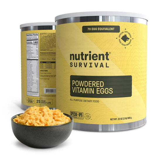 70 Egg Equivalent Nutrient Survival Vitamin Powdered Eggs Blend, Freeze Dried Prepper Supplies & Emergency Food Supply, 33 Essential Nutrients, Gluten Free, Shelf Stable Up to 25 Years - Fresh Hearth