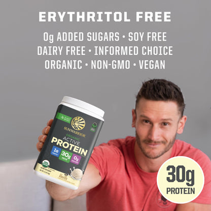 Sunwarrior Organic Plant Based Protein Powder | Vegan Organic Protein Powder with BCAA Amino Acids Plus Recovery Minerals & Botanicals | Non-GMO Soy Dairy & Gluten Free (Vanilla, 20 Servings)
