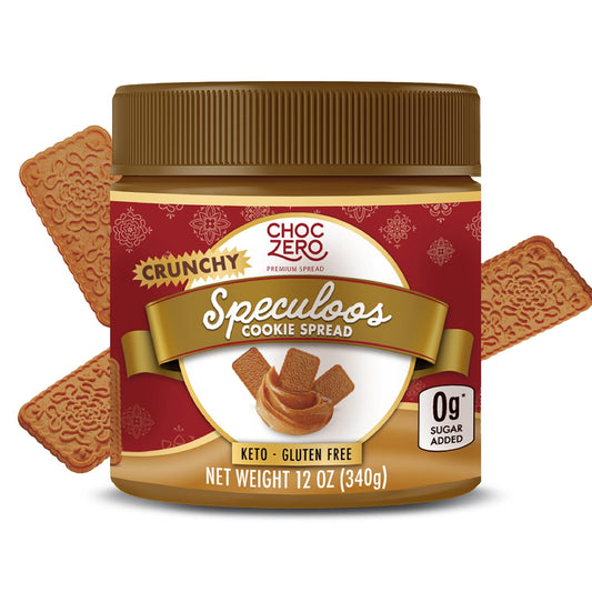 ChocZero Crunchy Speculoos Cookie Butter, No Added Sugar, Gluten Free, High Fiber, Keto Low Carb Spread, 12 oz Jar