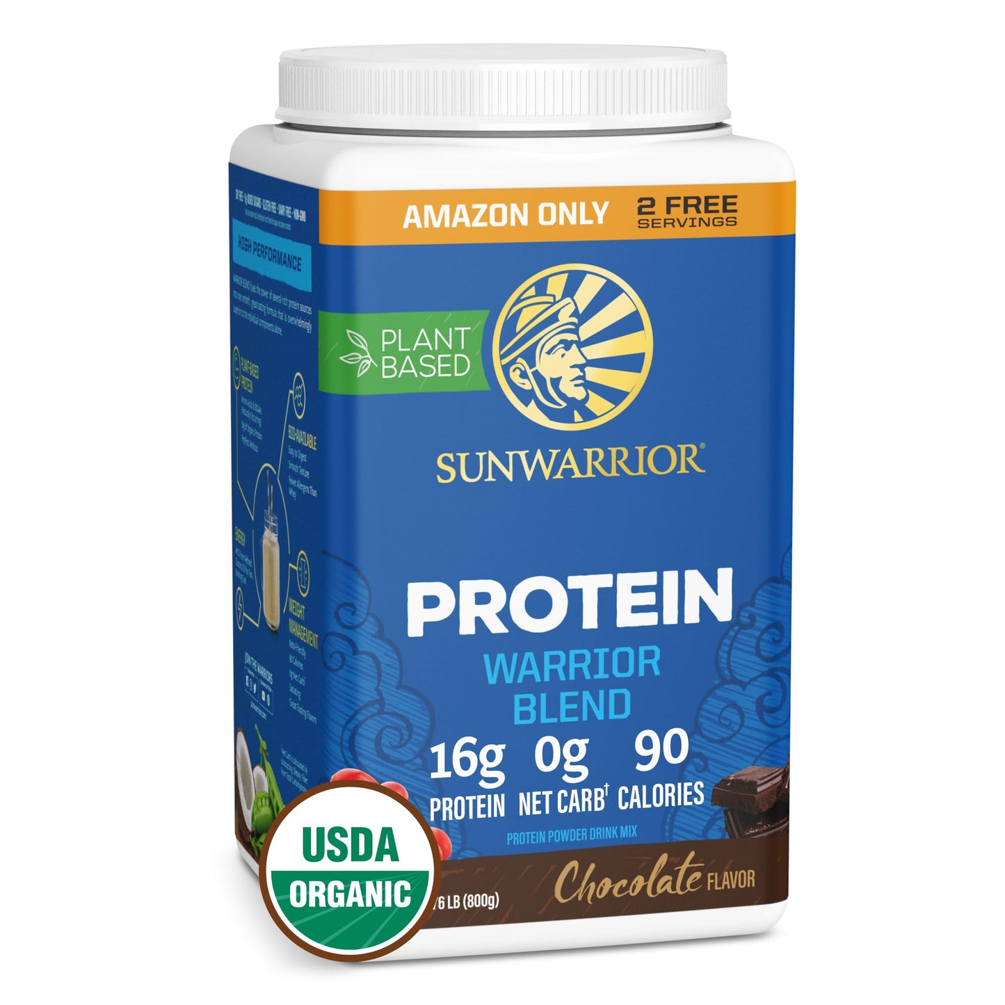 Organic Plant Based Protein Powder | Vegan Organic Protein Powder Chocolate Flavored with BCAA Amino Acids & Hemp Seed Pea Blend | Non-GMO Soy Dairy Filler & Gluten Free (Chocolate, 32 Servings)