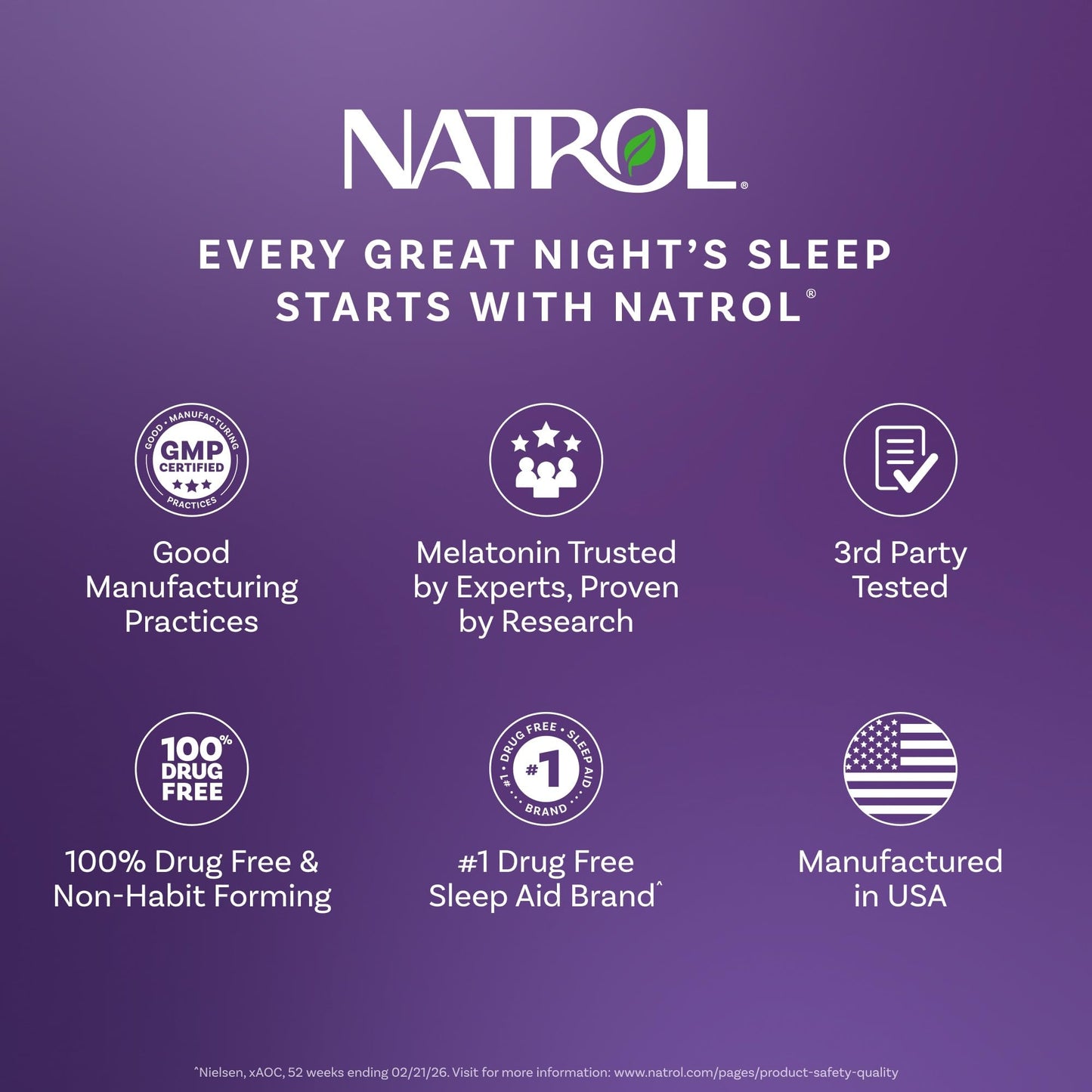 Natrol Ultra Sleep 3-in-1 100% Drug-Free Sleep Aid Blend with Melatonin, GABA & Botanicals, Dietary Supplement, Non-Habit Forming, 50 Gummies