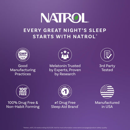 Natrol Ultra Sleep 3-in-1 100% Drug-Free Sleep Aid Blend with Melatonin, GABA & Botanicals, Dietary Supplement, Non-Habit Forming, 50 Gummies
