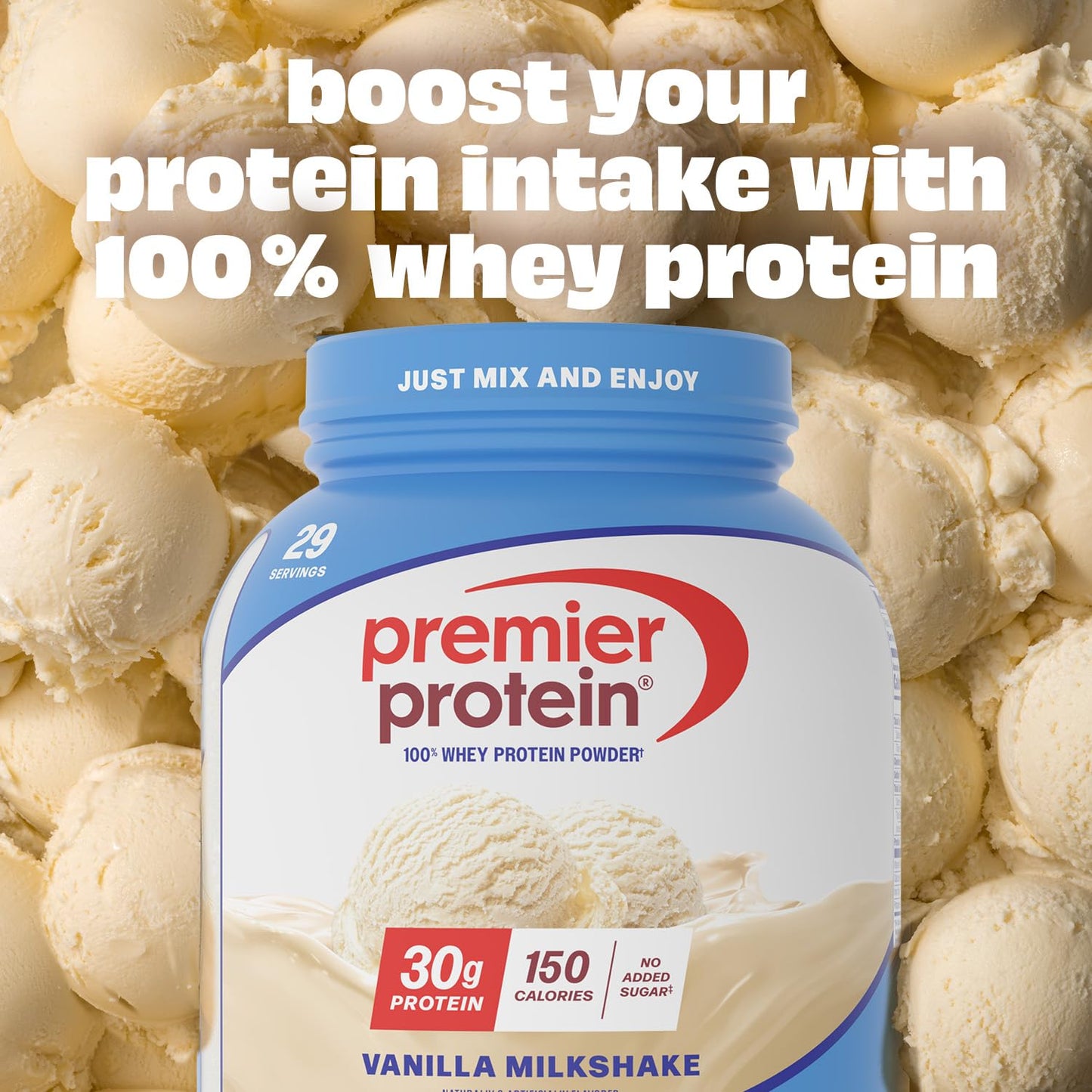 Premier Protein Powder, Vanilla Milkshake, 30g Protein, 1g Sugar, Gluten Free, No Soy, 40.2 oz (29 Servings)