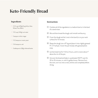 King Arthur Keto Wheat Baking Flour: 1:1 All-Purpose Flour Substitute, 1 lb (Pack of 1) - Low-Carb Baking Solution for Bread & More, Non-GMO, Resealable Bag - Perfect for Keto Diet & Reduced Carb Intake