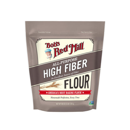 Bob’s Red Mill All Purpose High Fiber Flour - 3 lb Bag, 1-to-1 Baking Substitute, Excellent Source of Fiber, Non-GMO, Kosher