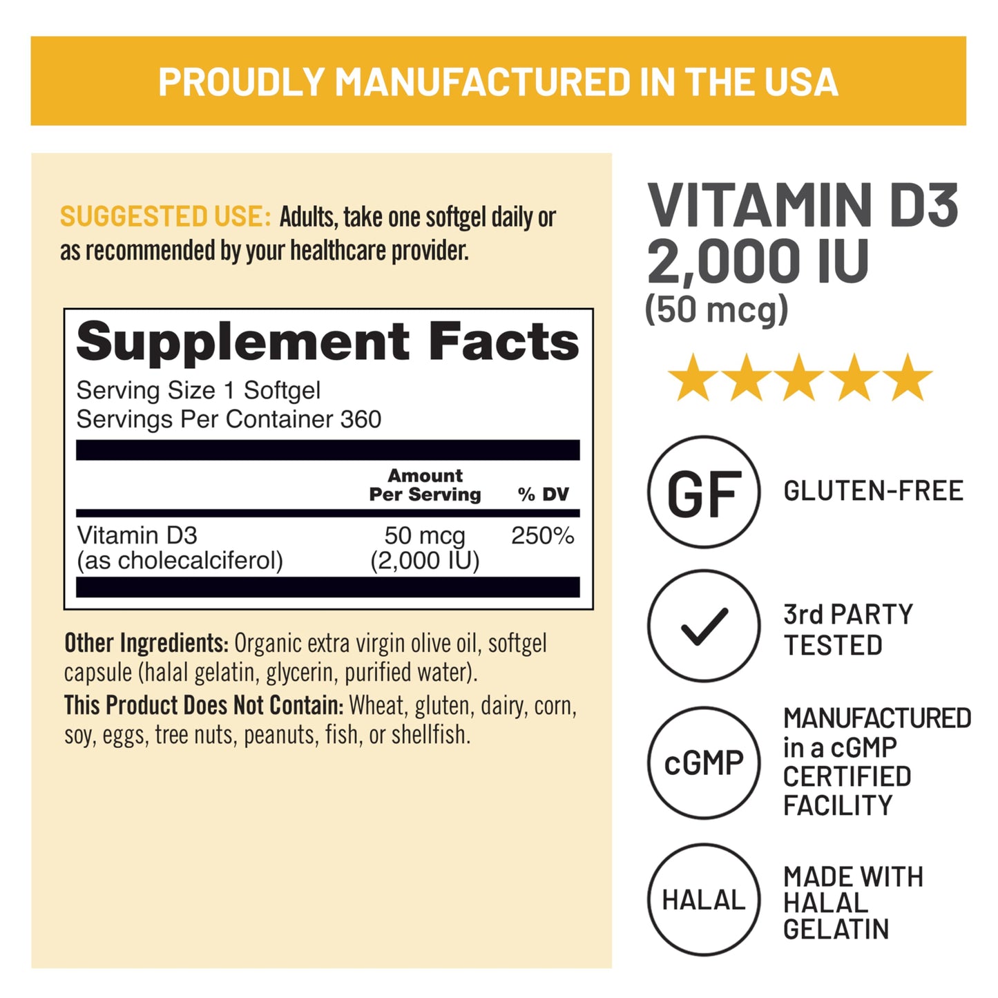 NatureWise Vitamin D3 2000iu (50 mcg) 1-Year Supply for Immune Support, Healthy Muscle Function, and Bone Health - Non-GMO, Gluten Free in Organic Extra Virgin Olive Oil, (Mini Softgel), 360 Count