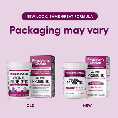 Physician's CHOICE Vaginal Probiotics for Women - pH Balance, Odor Control, Yeast Balance, Vaginal Flora & Feminine Health - 6B CFU with Organic Prebiotics and Cranberry Extract - 30 CT