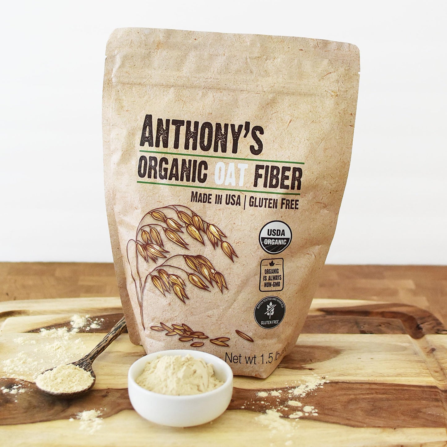 Anthony's Organic Oat Fiber, 1.5 lb, Gluten Free, Non GMO, Keto Friendly, Product of the USA